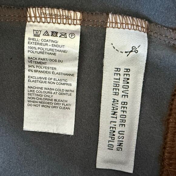 Saks Fifth Avenue Faux Leather Pull On Pants Brown Tapered Elastic Waist Medium - Picture 3 of 10